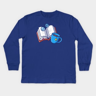 Book, coffee and glasses Kids Long Sleeve T-Shirt